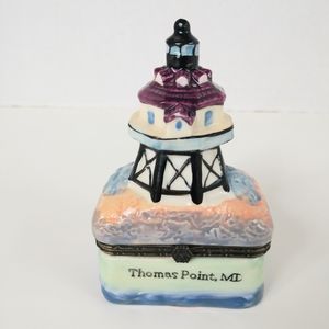 Thomas Point MD Lighthouse Trinket Box Collectible Vintage